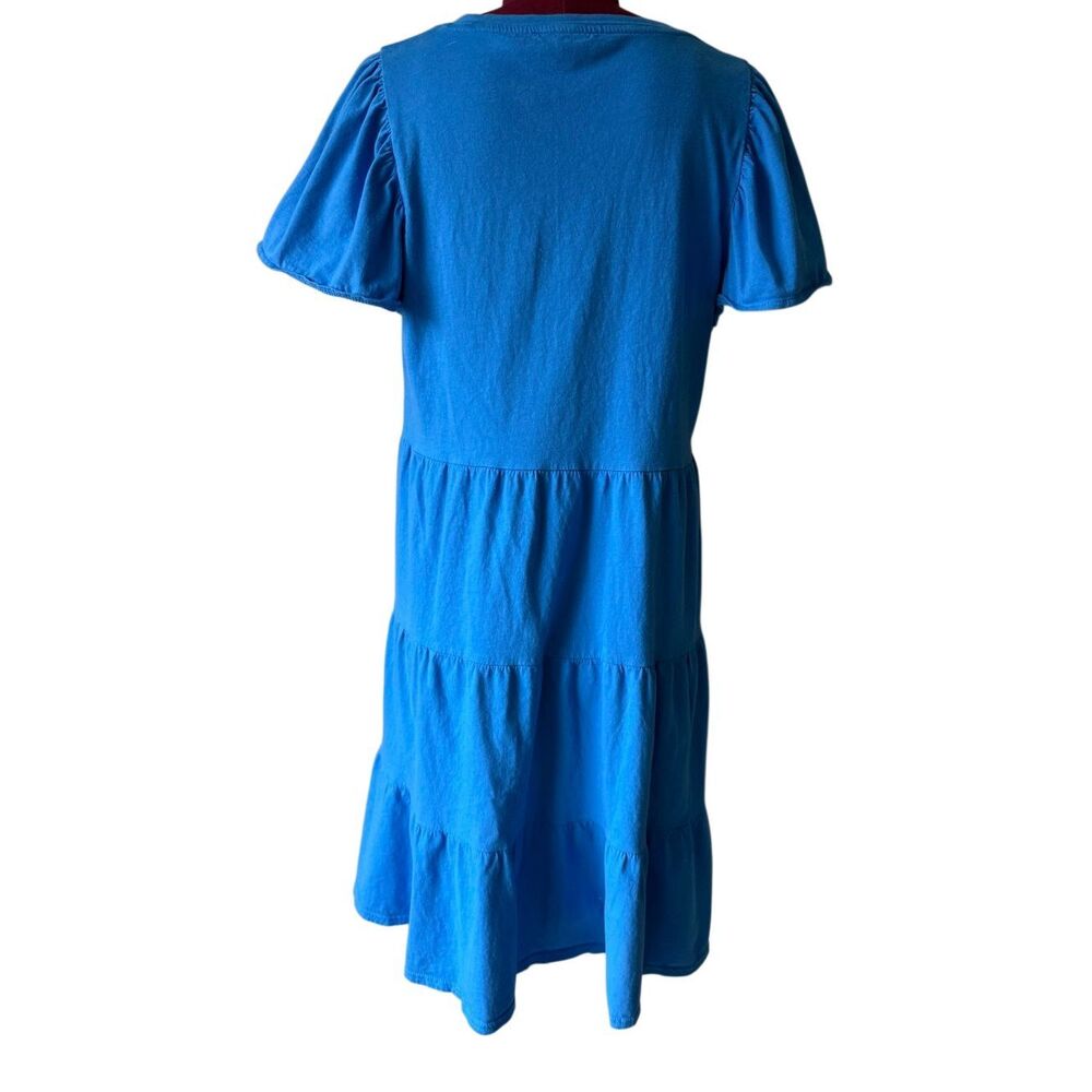 J Crew T shirt Pullover Mini Dress Tiered Crewneck Short Sleeve Blue Medium - Picture 3 of 7